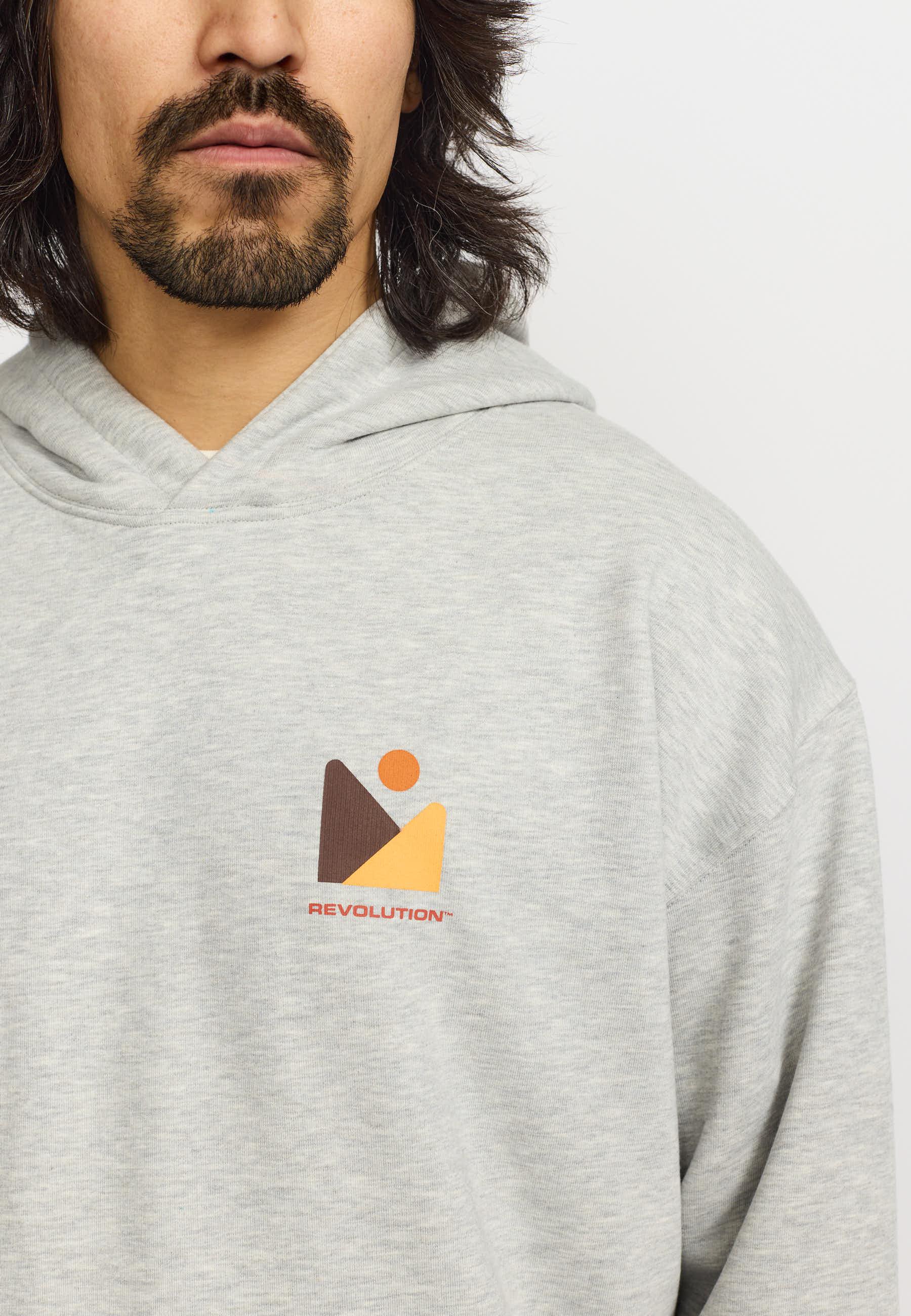 Revolution Printed Hoodie Grey Melange Herren grau
